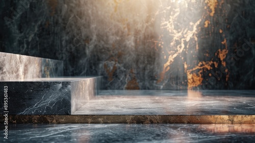 Luxurious background with rustic ambiance for product presentation on marble surface
