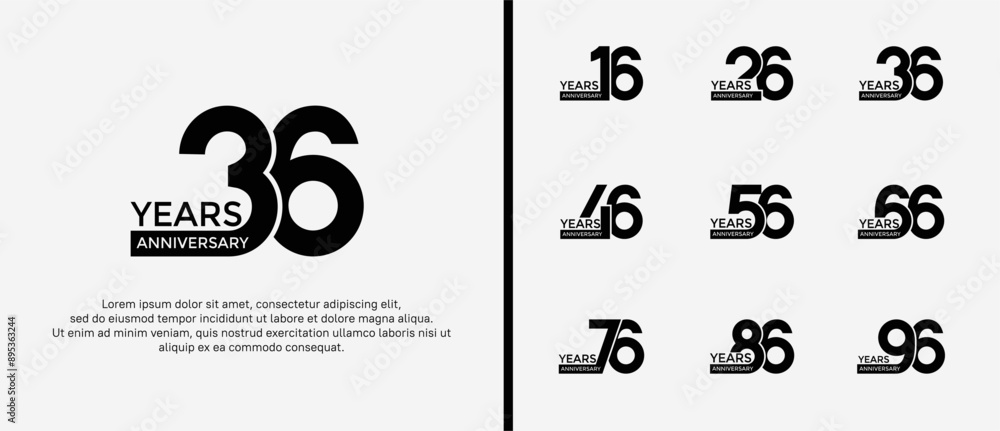 anniversary logo style set with black color can be use for celebration moment anniversary logo style set with black color can be use for celebration moment