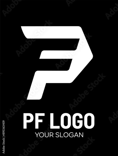 initial pf idea vector logo design