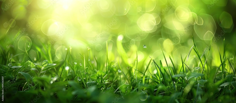 Obraz premium Green Grass and Bokeh Lights