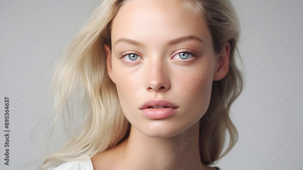 Minimalist Beauty Portrait of Serene Blonde Female Model Minimalist Beauty Portrait of Serene Blonde Female Model