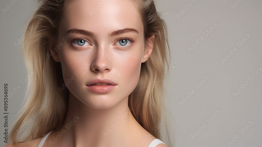 Minimalist Beauty Serene Feminine Headshot of Elegant Blonde Woman Minimalist Beauty Serene Feminine Headshot of Elegant Blonde Woman