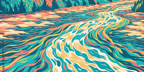 Abstract painting representing flowing water