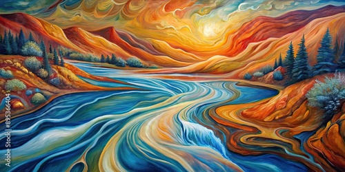 Abstract painting representing flowing water