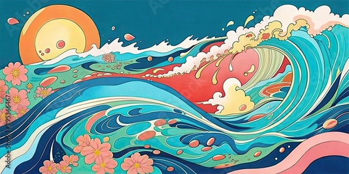 Abstract painting representing flowing water