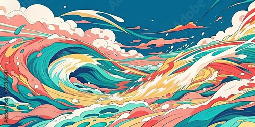 Abstract painting representing flowing water