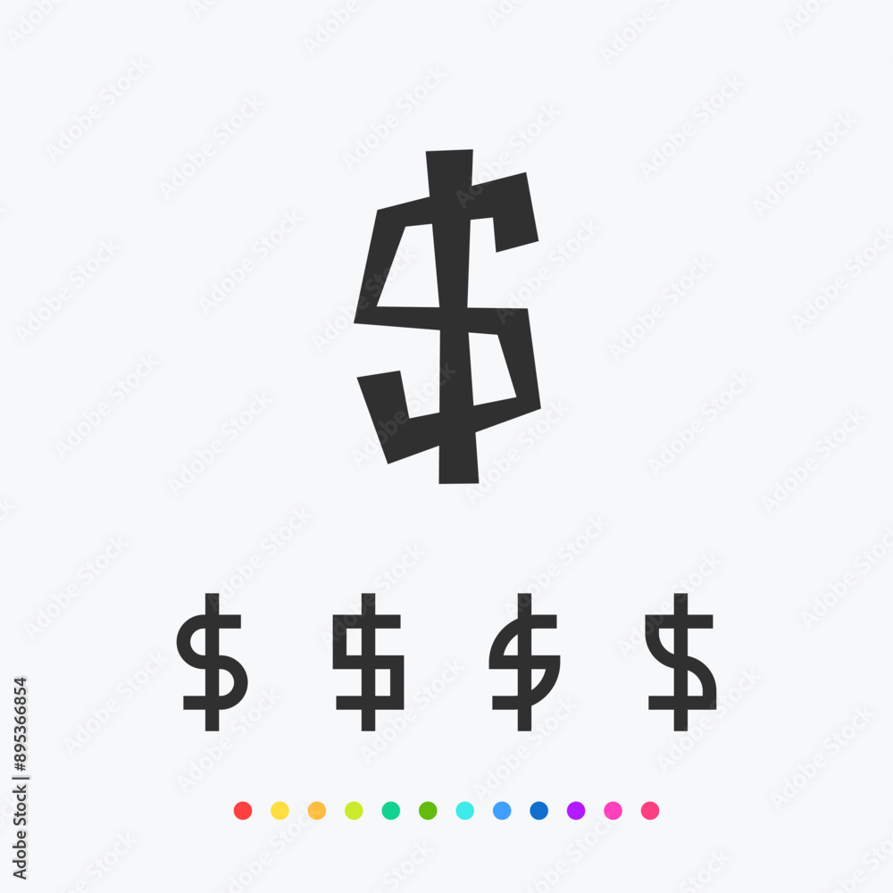 Obraz premium A set of dollar sign with various shape. Isolated Vector Illustration