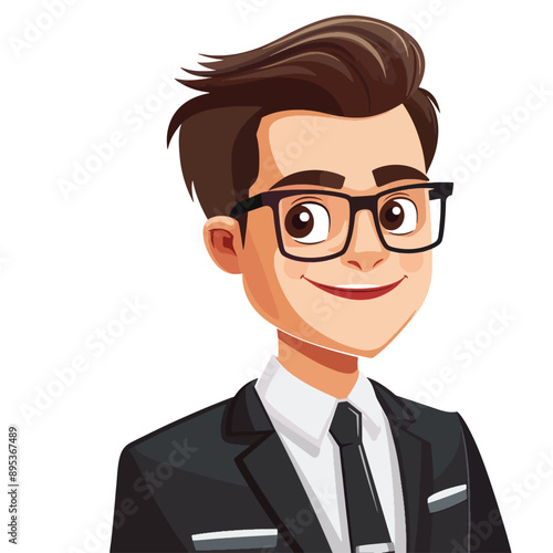 A corporate man. Smiling. Wearing a tie and specs