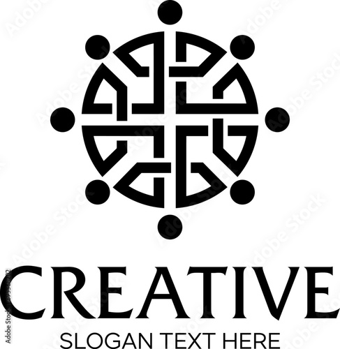 connecting people idea vector logo design