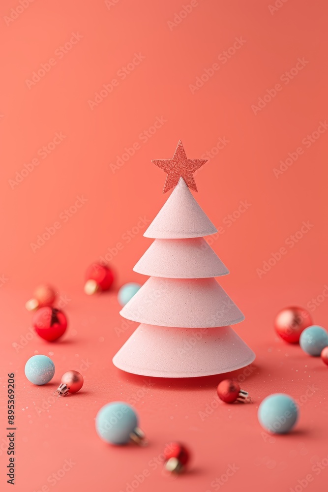 Christmas poster with Christmas tree. New year festive background Christmas poster with Christmas tree. New year festive background