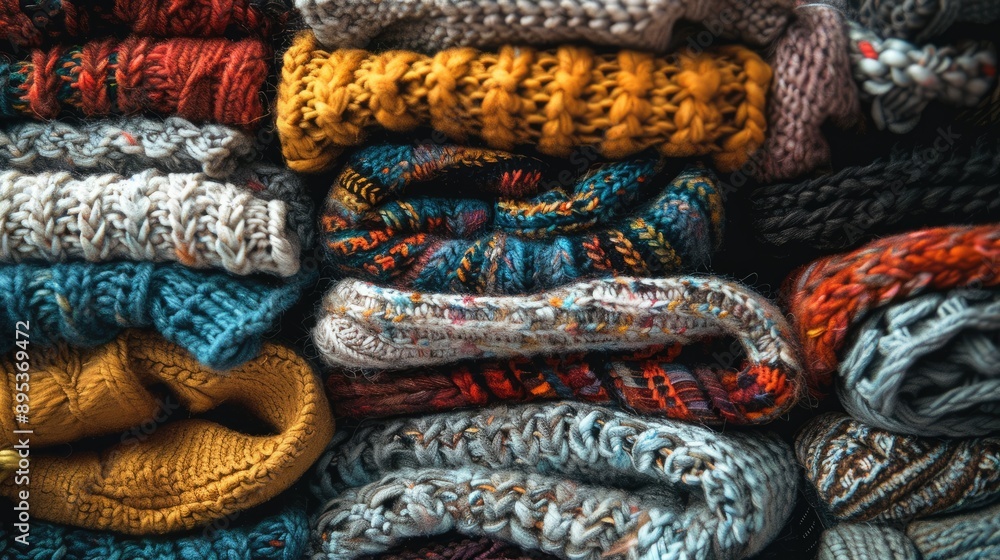 Image of Pile of Warm Knitwear Image of Pile of Warm Knitwear