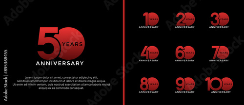 anniversary logo style set with red color can be use for celebration moment