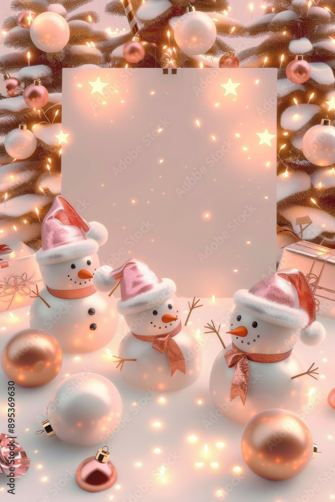 Christmas poster with space for text. New year banner festive border frame