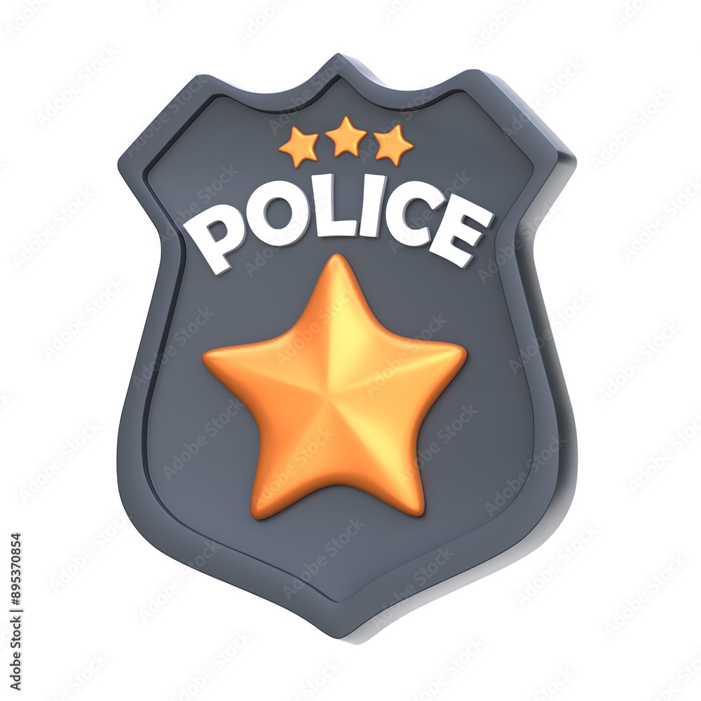 3d icon Police Badge, 3d illustration, 3d element, 3d rendering. 3d icon Police Badge, 3d illustration, 3d element, 3d rendering.