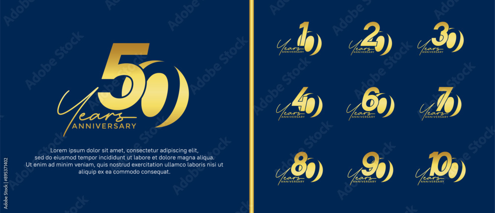 anniversary logo style set with gold color can be use for celebration moment anniversary logo style set with gold color can be use for celebration moment