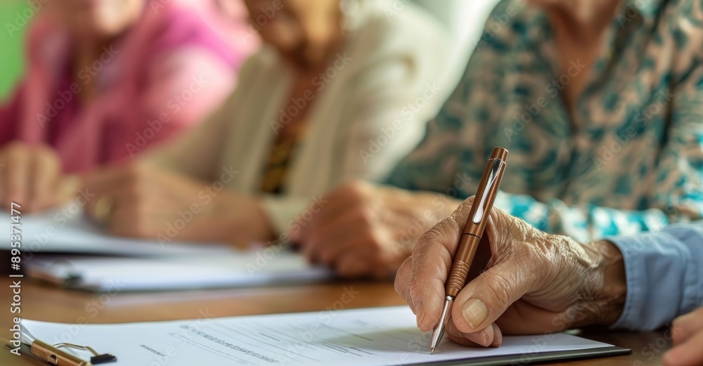 custom made wallpaper toronto digitalGroup of elderly people participating in a writing workshop to exercise their cognitive skills and socialize in a community setting
