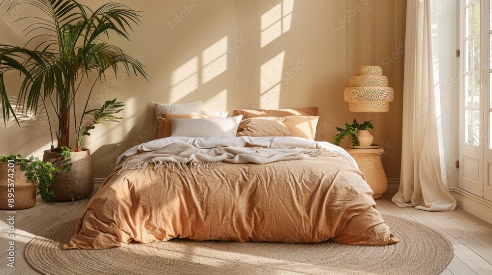 Peach Fuzz Comfort: A Modern and Trendy Bedroom with Soft Bedding Peach Fuzz Comfort: A Modern and Trendy Bedroom with Soft Bedding