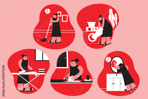 Cleaning Vector Scene Set Illustration
