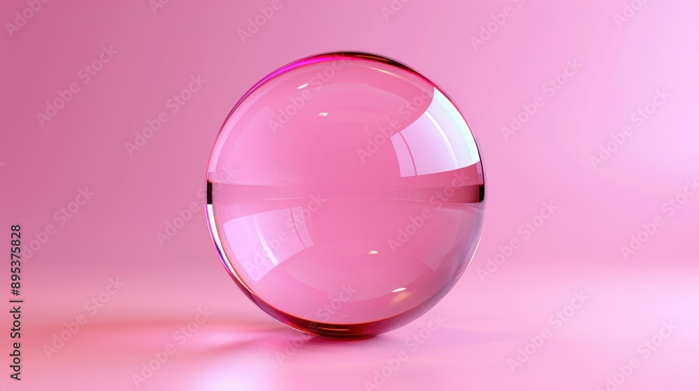 A transparent glass bubble on a pink background A transparent glass bubble on a pink background