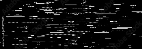 Glitch TV static noise wallpaper. VHS pixel noise texture. Random interference signal concept. Black and white rippled video tape background. Image distorted distressed backdrop effect. Vector