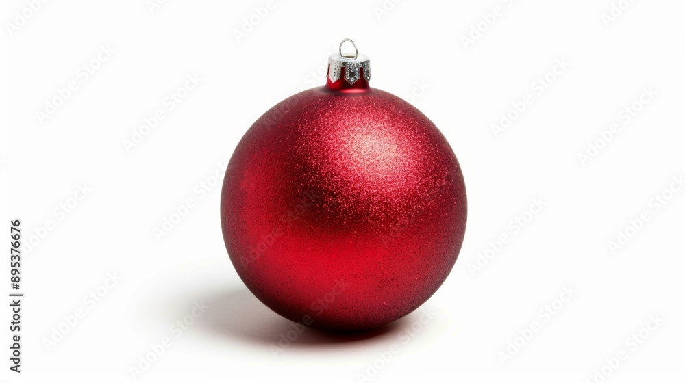 A red ornament with a silver chain hanging from it A red ornament with a silver chain hanging from it