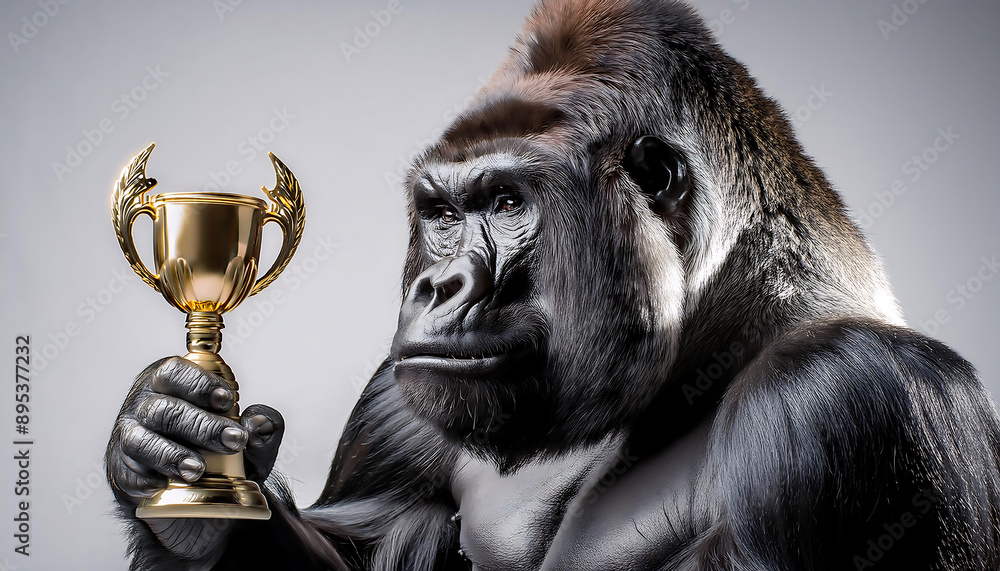 Fototapeta premium Gorilla Holding Trophy