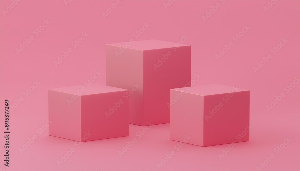 3D illustration of pink cubes 3D illustration of pink cubes