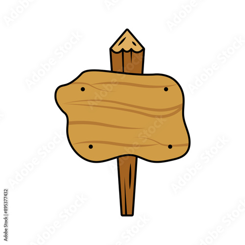 Wooden signpost cartoon, digital art illustration