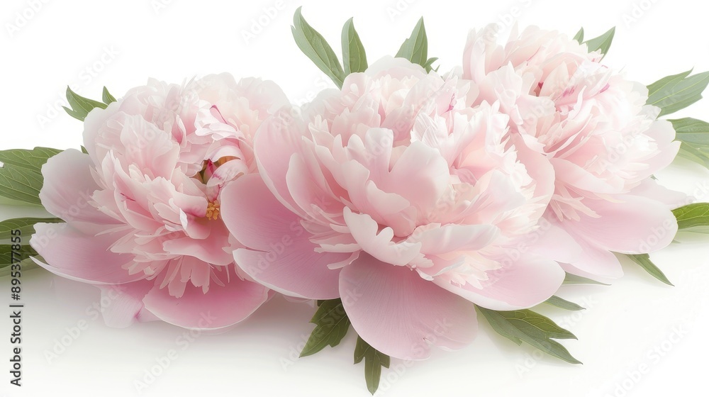 Three pink flowers are arranged in a row Three pink flowers are arranged in a row