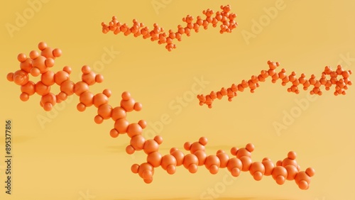 Tableau sur toile 3d rendering of a torulene molecule, it is a natural red pigment belonging to the carotenoid family