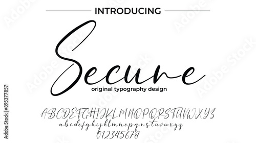 Secure Font Stylish brush painted an uppercase vector letters, alphabet, typeface