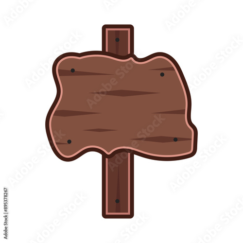 Wooden signpost cartoon, digital art illustration