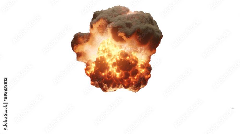 nuclear explosions and mushroom cloud isolated on transparent background - Generative AI nuclear explosions and mushroom cloud isolated on transparent background - Generative AI