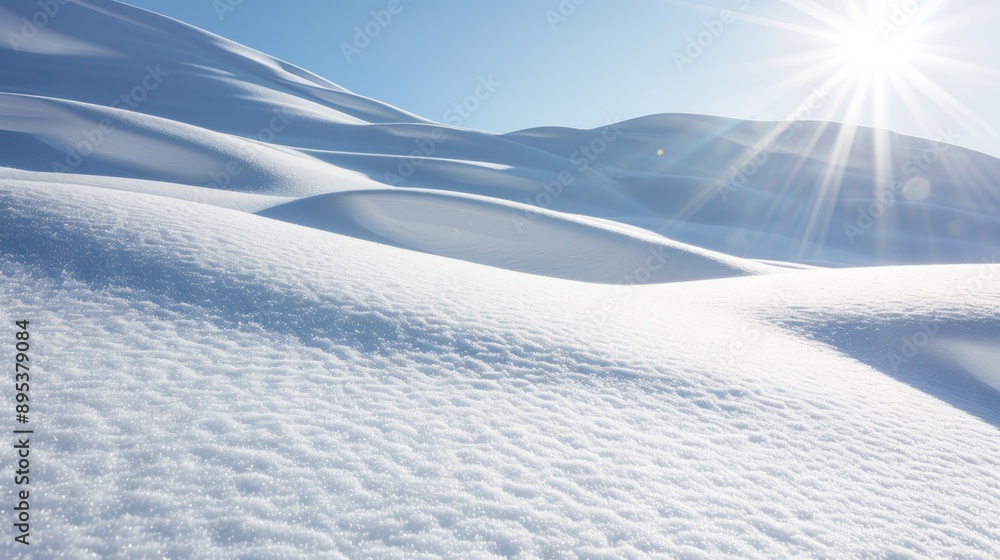 A snow covered mountain with a bright sun shining on it A snow covered mountain with a bright sun shining on it
