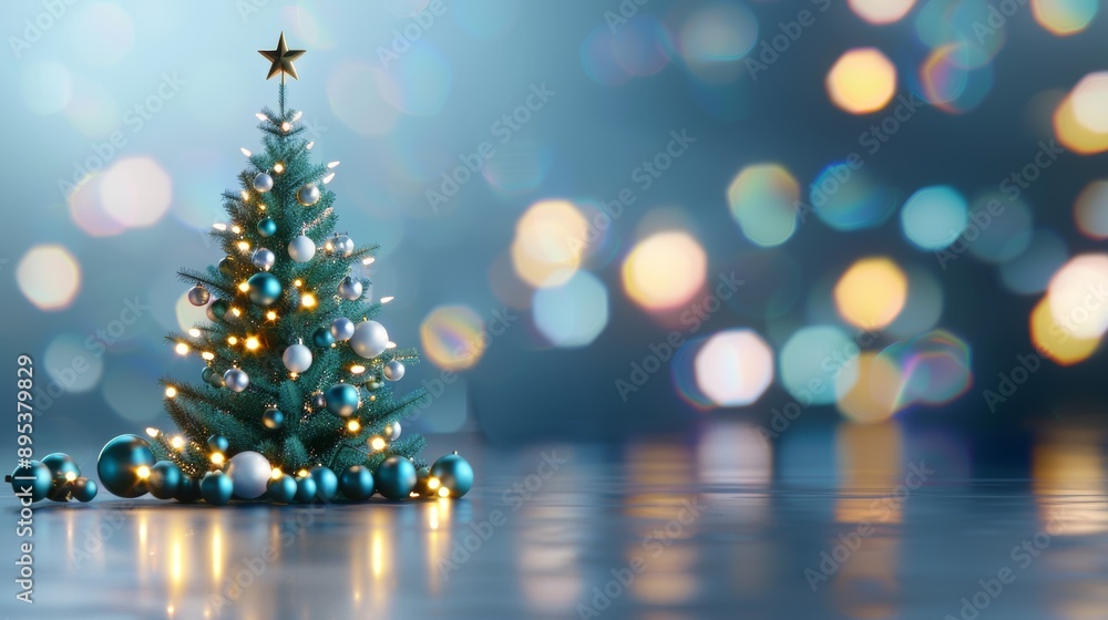 A Christmas tree with a star on top and many lights on it A Christmas tree with a star on top and many lights on it