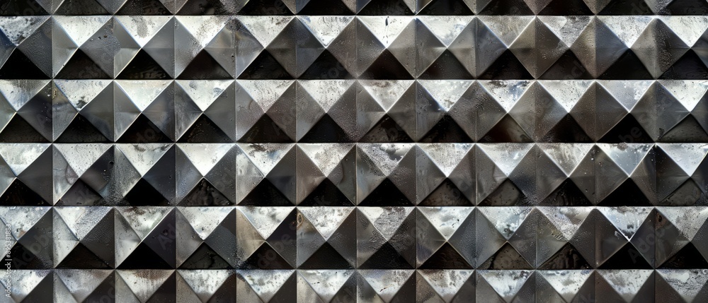 Panoramic close-up, high detail scan of diamond-patterned beveled surface texture, Generative AI Panoramic close-up, high detail scan of diamond-patterned beveled surface texture, Generative AI