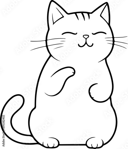 Personnage chat, chaton amusant dessin au trait line art  vecteur isolé pour page, livre d'activité et coloriage 