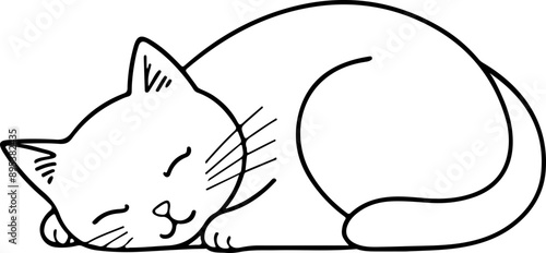 Personnage chat, chaton amusant dessin au trait line art  vecteur isolé pour page, livre d'activité et coloriage 