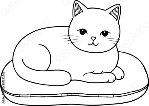 Personnage chat, chaton amusant dessin au trait line art  vecteur isolé pour page, livre d'activité et coloriage 