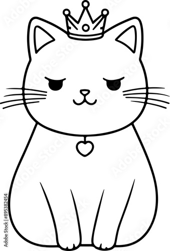 Personnage chat, chaton amusant dessin au trait line art  vecteur isolé pour page, livre d'activité et coloriage 