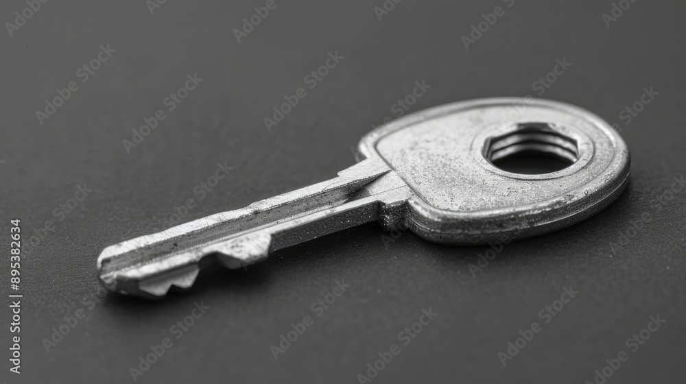 Chrome plated adjustable key with bolt inside in macro mode on isolated background with selective focus and space for text Equipment for use with monochrome image Chrome plated adjustable key with bolt inside in macro mode on isolated background with selective focus and space for text Equipment for use with monochrome image