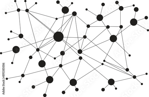 Abstract network design. Network connection with lines and dots isolated on transparent background