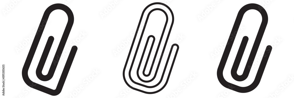 Vector paper clip icon. Paper clip shape. Attachment symbol. Element for design logo mobile app interface card or website. eps 10 Vector paper clip icon. Paper clip shape. Attachment symbol. Element for design logo mobile app interface card or website. eps 10