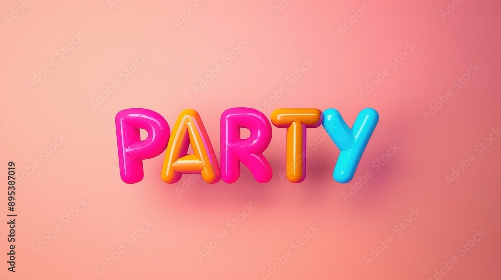 Colorful 'Party' Text on Pink Background Colorful 'Party' Text on Pink Background