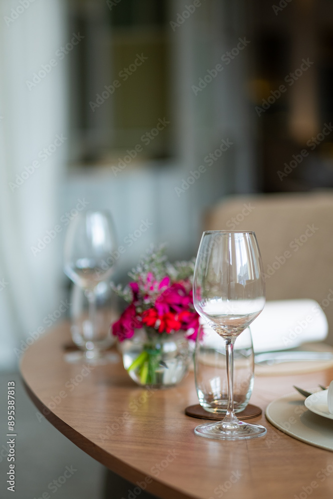 empty wine glass on the table empty wine glass on the table