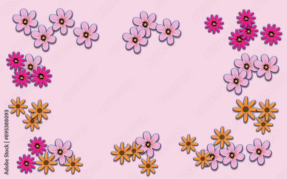 Minimal styled concept. White flowers on pink background. Creative lifestyle, summer, spring concept. Copy space, flat lay and top view Minimal styled concept. White flowers on pink background. Creative lifestyle, summer, spring concept. Copy space, flat lay and top view