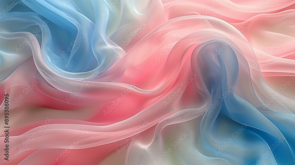Obraz premium Soft Pastel Fabric Waves in Blue and Pink Hues..