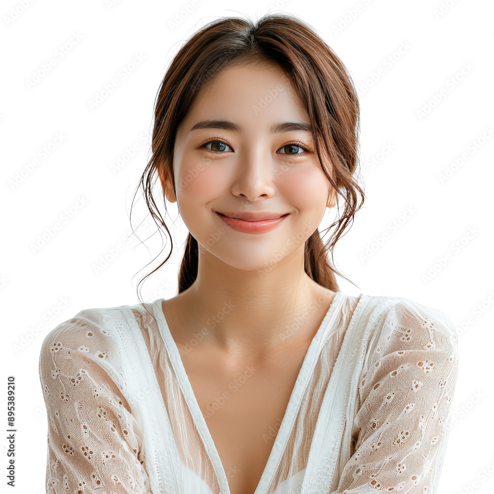 Beautiful Young Woman with Brown Hair Smiling. Beautiful Young Woman with Brown Hair Smiling.