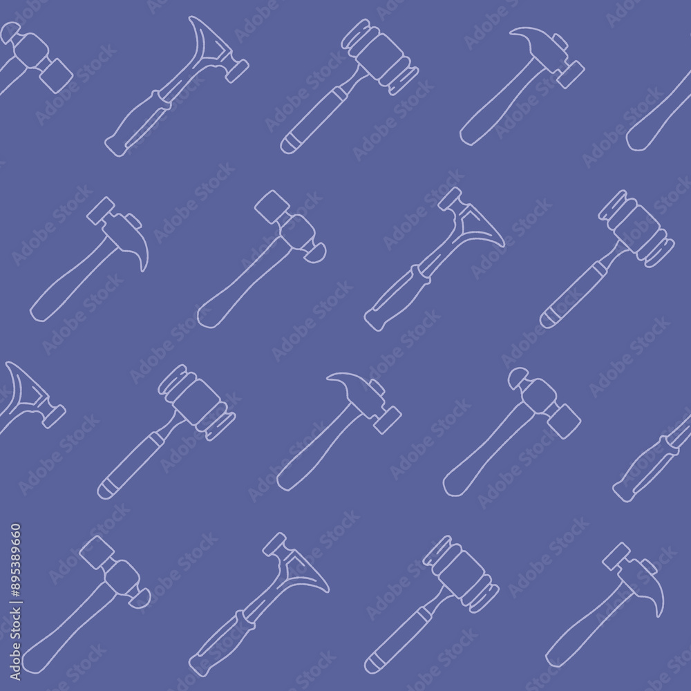 Outline Collection of Hammer Vector Seamless Pattern illustration for Print, Wallpaper, Decoration. Outline Collection of Hammer Vector Seamless Pattern illustration for Print, Wallpaper, Decoration.