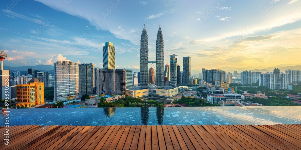 Obraz premium kuala lumpur cityscape showing petronas twin tower